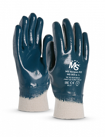 Перчатки MS Нитрил РП (MS-122), джерси, нитрил полный, резинка, цвет синий